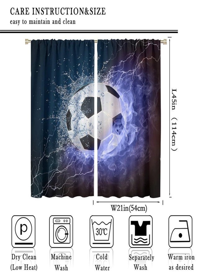 SENRUEGT Soccer Curtains,Sports Theme Window Treatments for Kids Bedroom Window Curtains,3D Football Game Patterns Boys Teen Bedroom Living Room Drapes 42x45 Inch - Image 2